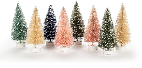 Abbott Collection Pastel Bottle Brush Trees, Set of 8 (6 H)