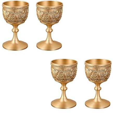 SUPBEI Calice Vintage, Coppe da Vino Reali di Re Artù - Regali Medievali Rinascimentali per Comunione, Confezione Natalizia di Calice Reale Chiesa Cattolica, Battesimo,4GiftBoxes