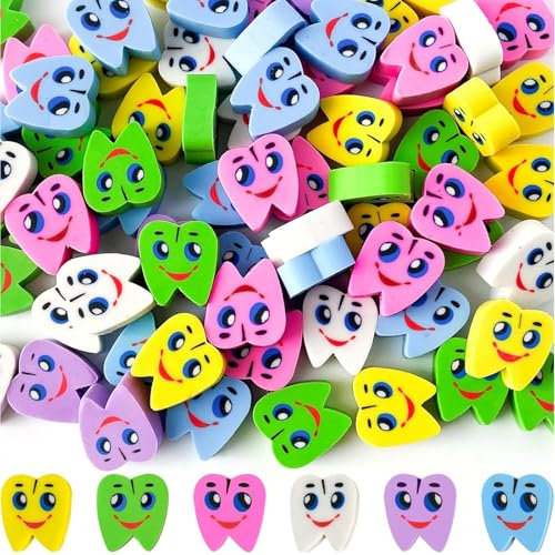 SURALIN 20 Stück Mini Radiergummi Kinder, Große Klassenzimmer-Preise, Große Zahn Radiergummis, Niedliche Radiergummis, Lustiges Spielzeug Kinder Schulbedarf