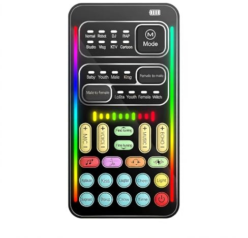 Voice Changer Set, Handheld Portable Multifunctional Sound Disguiser with 8 Sound Effects for Mobile Phone Computer Live Broadcast Blac