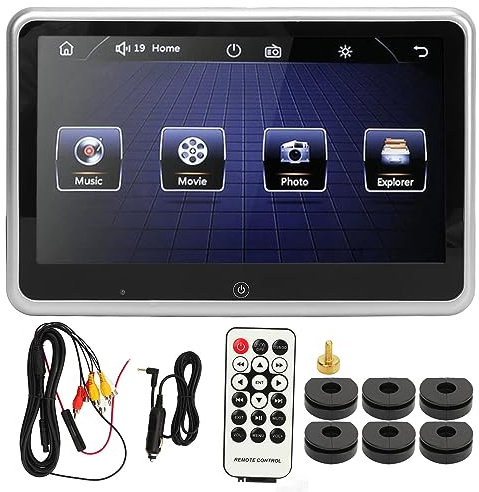 Brilluxa Car Headrest Monitors 1080P 10.1in Touch Screen Video Player 1024 X 600 Mirror Link Built in FM Transmitter Multimedia DVD Player Rear Seat TV MP5 Player