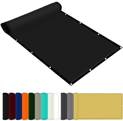 Tenda parasole rettangolare, impermeabile, nera, 2,6 x 9 m, resistente ai raggi UV, resistente alle intemperie, corda inclusa, ideale per parcheggi e piscine, resistente, con occhielli