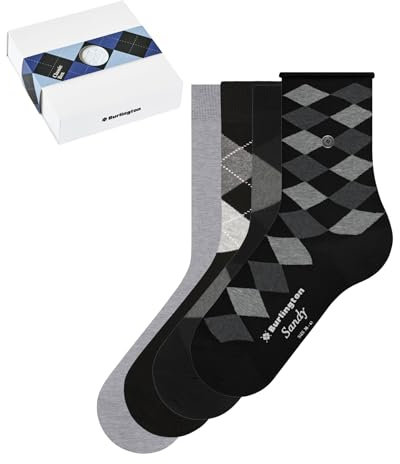 Burlington Damen Socken Classic Box W So Baumwolle gemustert 4 Paar, Grau Grey Mix 0020, 36-41