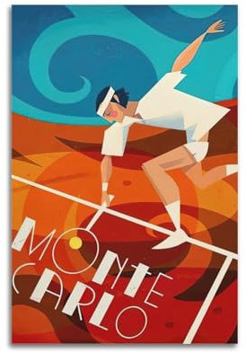 SFXHHWG Sport-Poster, stilvolles Monte-Carlo-Sportler-Kunstwerk, exquisit, modern, dekoratives Gemälde für Wohnzimmer, Schlafzimmer, Leinwand, Wandkunstdruck, Bild, 30 x 45 cm
