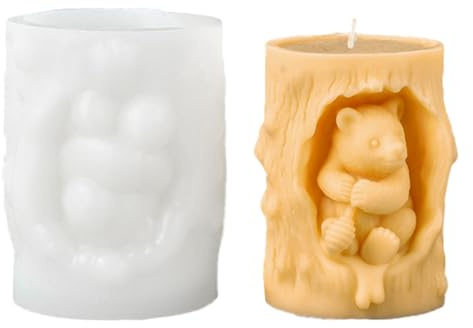 JS MOLD Bär Silikonform Tier Kerzenform 3D Bär Kerzen-Gießform Kerzenform Silikon,Kerzenformen zum Gießen,Bär Silikon Formen für Seife, Gips, Sojawachs Kerzen, Epoxidharz Handwerk (ZL-944)