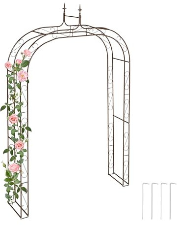Relaxdays Arche de Jardin, métal, Robuste, pour Plantes grimpantes, H x L x P : 240 x 155 x 39 cm, Marron