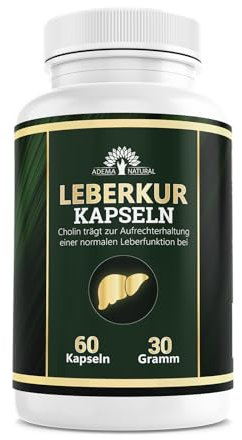 ADEMA NATURAL® Leber Kur – Hochdosiert mit Cholin – Natürliche Leberunterstützung – Nahrungsergänzungsmittel für den täglichen Bedarf – Ohne künstiliche Zusatzstoffe - 60 Leberkur Kapseln