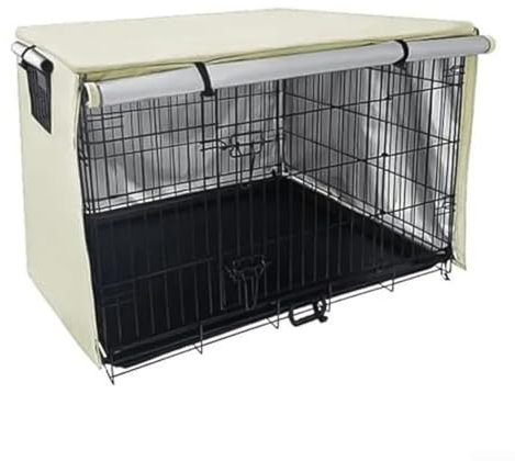 UTTASU Hundekäfig Abdeckung Wasserdicht Oxford Gewebe Mit Reißverschluss Für Drahtbox Atmungsaktiv Sonnenschutz Outdoor Hundebox Überwurf Mit Gitternetz(79 * 50.8 * 53cm)