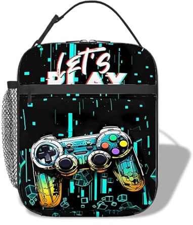 Joalpysm Boys Lunch Bag, Vibrant Game Console Print Lunchbox, Practical Portable Insulated Lunch Bag for Work, School, After-School Clubs, Gaming Hangouts, Picnics & Outdoor Adventures