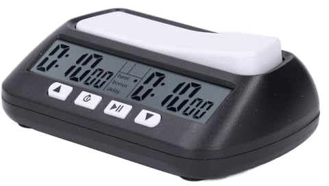 TOPINCN Digitaler Schachtimer, Professionelle Schachuhr für Schachspiele, Tragbarer Schachtimer, Go-Schachspiel für Schachspieler, Erwachsene, ABS-Material (Black)