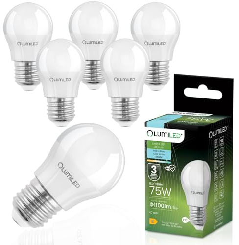 Lumiled LED Leuchtmittel E27 P45 10W ersetzt 75W 1100lm 6500K Kaltweiß 180° Abstrahlwinkel Helles Arbeitslicht Nicht Dimmbar 230V 6er Set