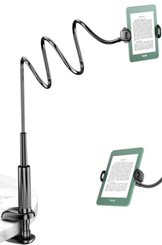 Mumay Gooseneck Kindle & Phone Holder for Bed: 39.4 Long Flexible Lazy Arm Mount for Hands-Free Reading, Bedside Desk Headboard Phone Stand for iPhone 17 Pro Max Kindle Switch, 4.7–8.6 Inch Devices