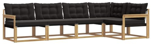 vidaXL Outdoor-Sofagarnitur mit Kissen 5 pcs Weiß und Schwarz, Moderne Gartenmöbel, Sofa-Kollektion und robuste Terrassenbestuhlung, gemütliche Lounge-Einheit