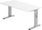 Bümö höhenverstellbarer Schreibtisch O-Serie 160x80 cm in weiß, Gestell in Silber - PC Tisch für's Büro manuell höhenverstellbar, Computertisch verstellbar