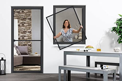 empasa moustiquaire de fenêtre START moustiquaire avec cadre aluminium en blanc, marron ou anthracite à monter soi-même, Couleur:anthracite, Taille:100 x 120