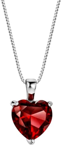 Michooyel Collier avec pendentif grenat péridot paraiba perle solitaire bleu zircone pierre précieuse argent sterling pierre de naissance bijoux pour femme solitaire chaîne cœur 40-45 cm