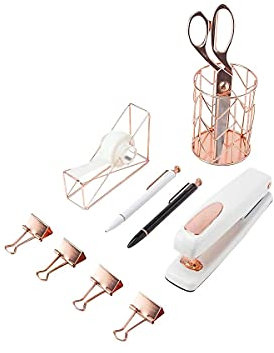 U Brands Schreibtischzubehörset, Bürozubehör-Set, Roségold, 10-teilig