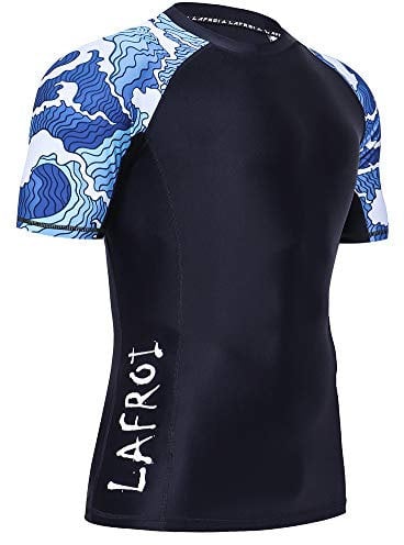 LAFROI Men's Short Sleeve UPF 50+ Baselayer Skins Compression Rash Guard (Surge, XL)