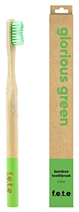 f.e.t.e | Glorious Green Bamboo Toothbrush | Biodegradable & Compostable Handle | Recyclable Firm Bristles | Sustainable | Vegan