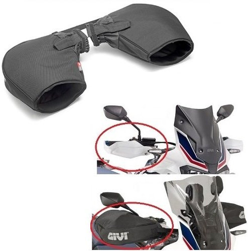 MOTO SPORT MONDO Protección Manos Frío Lluvia Givi TM421 para Mancuernas con Paramanos Manguitos Acolchados Negro