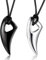 Cupimatch 2pcs Halskette Herren mit Wolf Zahn Anhänger Edelstahl Länge Verstellbar Schmuck für Jungen 62+4,5cm, Schwarz Silber