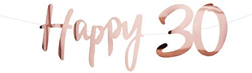 Oblique Unique® Happy 30 Girlande Banner 1,5 m in Roségold für 30. Geburtstag Jubiläum Party Feier Deko
