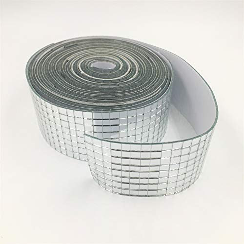 RUINUO Rouleau de Carreaux Mosaïque Mini Miroirs Carrés Autocollants en Verre Véritable 5M Length Argenté.