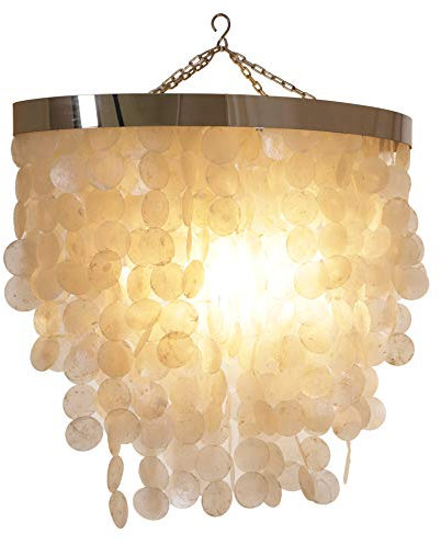 GURU SHOP Deckenlampe/Deckenleuchte, Muschelleuchte aus Hunderten Capiz, Perlmutt Plättchen - Modell Tabasco 70, 70x72x38 cm