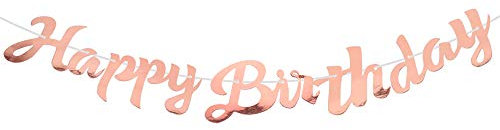 VINFUTUR Happy Birthday Girlande Rosegold, Happy Birthday Banner zum Aufhängen, Geburtstagsbanner Wimpelkette Geburstagsfeier Geburtsparty Deko für Erwachsene Kinder Mädchen und Jungen-5 Meter