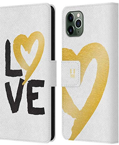Head Case Designs Love Grand As Gold Leather Wallet Case Compatible With Apple iPhone 11 Pro Max