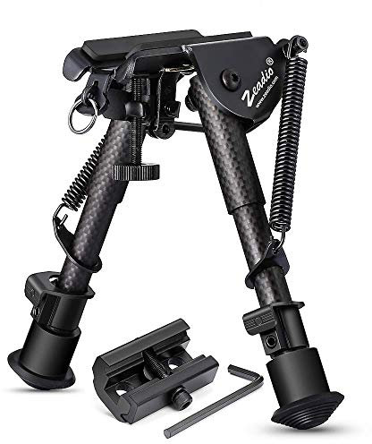 Zeadio 6-9 Zoll Kohlenstoff Ballaststoff Taktisches Zweibein, Frühling Rückkehr Zweibein mit Sling Mount und 20mm Picatinny Weaver Rail Mount