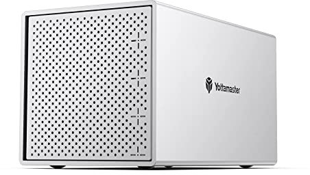 Yottamaster 4 Bay Case per Disco Rigido,Supporto 4X18 TB 2,5/3,5 SATA I II III HDD/SSD, Alluminio Box Esterno Hard Disk con Ventilatore Silenzioso da 80 mm