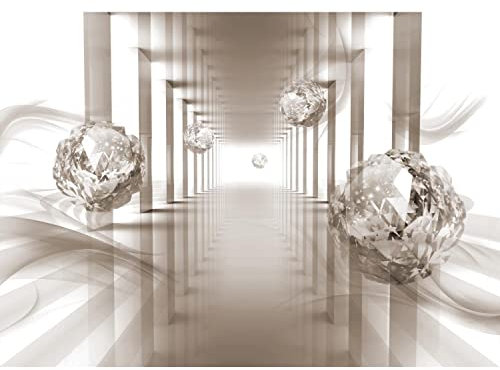 Runa Art Photo Wallpaper 3D Abstract Ball 352 x 250 cm Non-Woven Wall Art XXL Moderne Living Room Bedroom Beige 9256011a