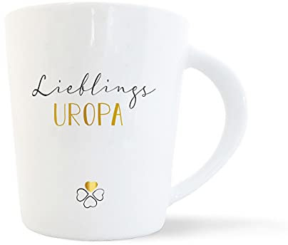 mintkind® Kaffeebecher Lieblings Uropa | Porzellan Kaffee Becher Tasse Weiß | Geschenk für Großeltern | Für den Uropa Geburtstag, Ostern, Weihnachten | Geschenkidee Teetasse