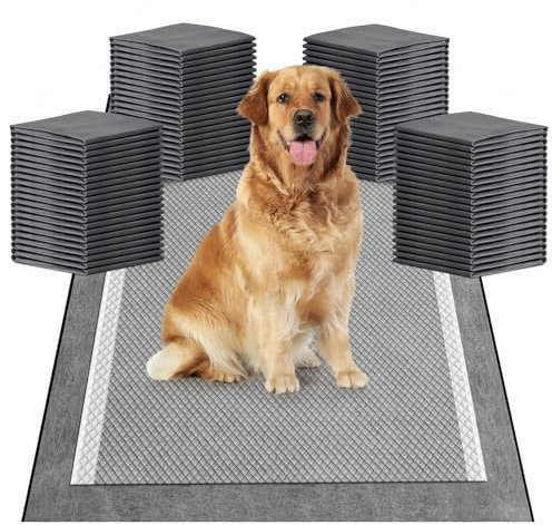 MIZOK Charcoal Puppy Pads Large 60x90cm Dog Training Pads Odor-Control Puppy Training Pads Leak-Proof & Super Absorbtion Up to 6-Cup Dog Pads, Disposable (50 Counts)