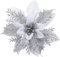 SWECOMZE 12 Stück Glitter Weihnachtsbaumschmuck Weihnachten Blumen Ornament Weihnachten Dekor, Christbaumanhänger 14cm (Silber)
