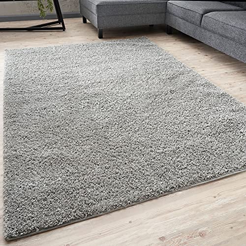 THE RUGS Living Room Rug - Shaggy Soft And Elegant Carpets For The Bedrooms And Kitchen, Easy To Clean, Many Different Sizes (80x300 cm, Grey)