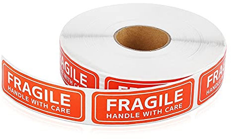 ZHONGZHI 150 Stück zerbrechliche Aufkleber, bitte mit Vorsicht behandeln, Dankeschön-Warnetiketten für Warendekoration (2,54 x 7,62 cm)