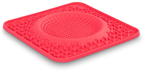 Messy Mutts Silicone Therapeutic Licking Bowl Mat | 10 x 10 | Slow Feeder Mat for Boredom & Anxiety | Lick Pad for Dogs & Cats (Watermelon)