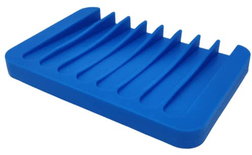 WS UK 1 x Silicone Soap Dish for Bathroom, Kitchen or Shower [Blue]