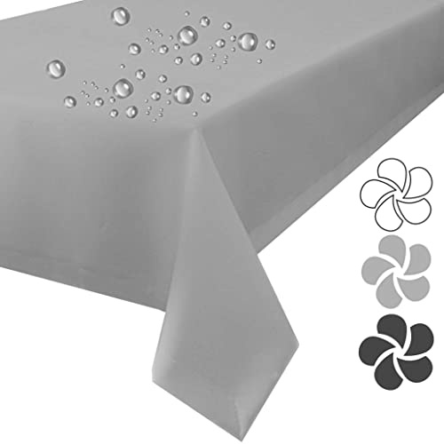 Tischdecke abwaschbar 90x90 cm, Grau – Lotuseffekt, 250 g/m² | 100 % Polyester, Wasser perlt zunächst ab, Verschüttetes direkt abwischen, Stoff nach OEKO-TEX STANDARD 100 zertifiziert