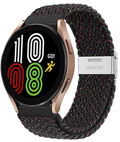Geflochtene Elastische Nylon Loop Strap Kompatibel mit Samsung Galaxy Watch 3 45mm/46mm für HUAWEI Watch GT 2/3/Pro 46mm Armband, Frei Einstellbar Dehnbares Sport Woven Uhrarmband 22mm,Black unity