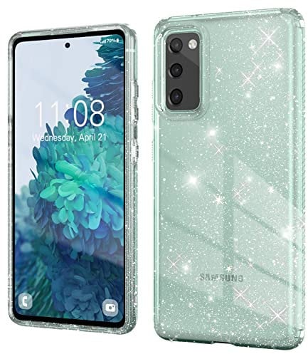 Andwing für Samsung Galaxy S20 FE 4G/5G Hülle Clear Glitter, Handyhülle Galaxy S20 FE Kristall TPU Schutzhülle t Kratzfest Handyhülle, Slim-Transparent Glitzer
