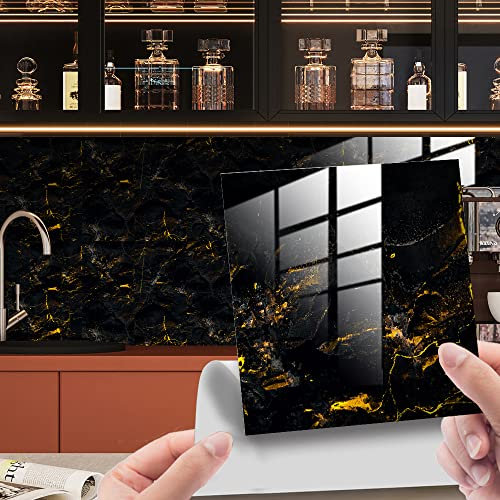 HORIWE Fliesenaufkleber Marmorierung 15x15cm Wandfliese Aufkleber 20 Stück PVC Fliesensticker Fliesen Folie Selbstklebende Tapete Wasserdicht Wandaufkleber für Küche, Schrank, Möbel, Tisch