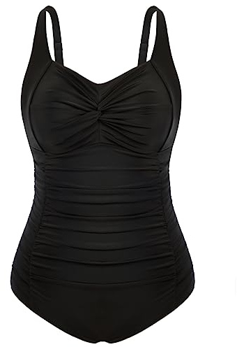 Hanna Nikole Plus Size One Piece Swimsuit Women Plain Print Stripes One Piece Swimsuit Black 18 Plus