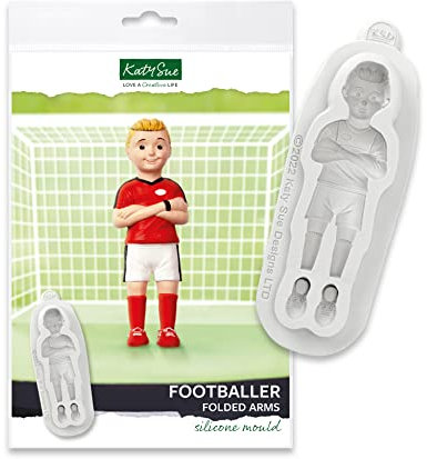 Katy Sue Footballer with Folded Arms Silicone Mould for Cake Decorating & Crafts - Makes a Standing Footballer/Soccer Player 120mm Tall
