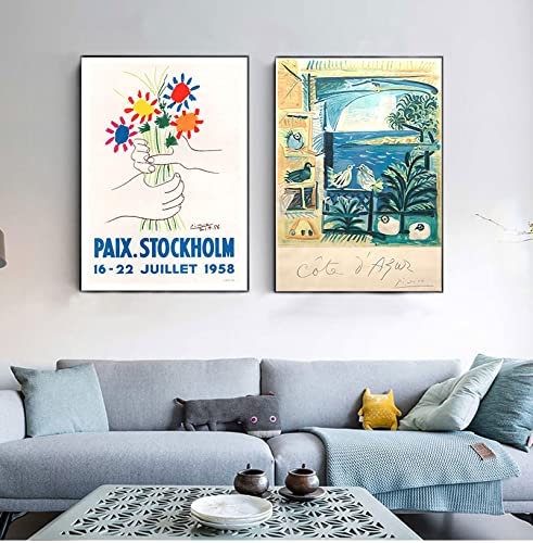 Picasso Poster Nachdruck Museum Abstrakter Druck Moderne Wandkunst Leinwand Gemälde Modernes Wandkunstwerk Bild 30 x 45 cm x 2 Stück rahmenlos