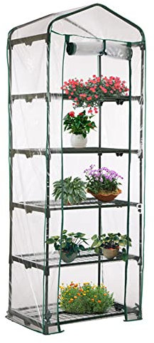 Serre sans étagère, Porte Enroulable, Serre Jardin, Maison Culture, Maison Jardin, Plantation tomates, légumes, Serre, Couverture en PVC Transparent pour Jardin, Balcon, Serre en Aluminium