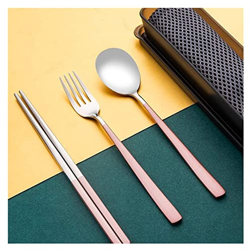Bacchette Sushi, Bacchette Cinesi Lavabili Set Di Cucchiai Di Bacchette Scatola Di Immagazzinaggio For Studenti Forchetta In Acciaio Inossidabile 304 Con Set Di Tre Pezzi Stoviglie Monouso Portatile (