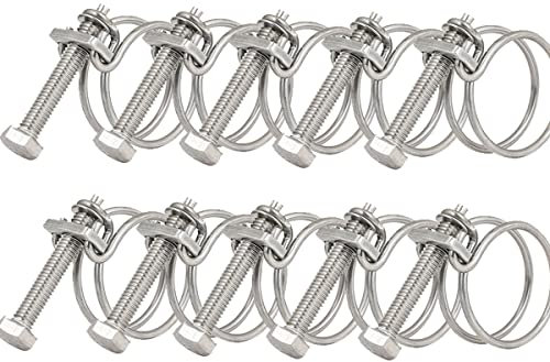Lot de 10 colliers de serrage à double fil, réglables de 25 à 29 mm, colliers de serrage en acier inoxydable, 11 tailles en option